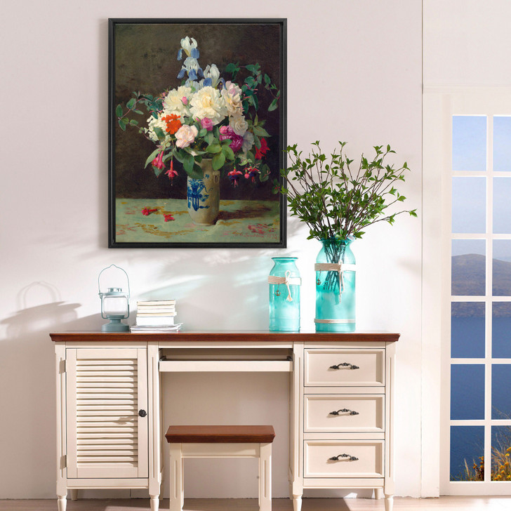 George Cochran Lambdin,Vase of Flowers,Flower still life,canvas print,canvas art,canvas wall art,large wall art,framed wall art,p461