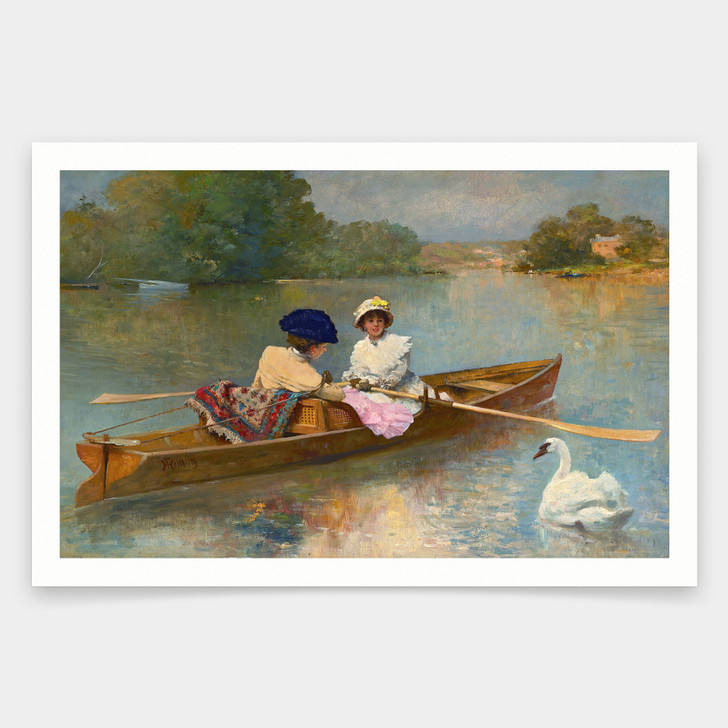 Ferdinand Heilbuth,Boating on the Seine,art prints,Vintage art,canvas wall art,famous art prints,V1328