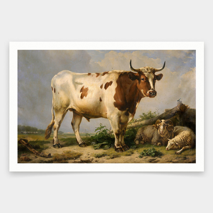 Eugène Joseph Verboeckhoven,Bull,art prints,Vintage art,canvas wall art,famous art prints,V1321