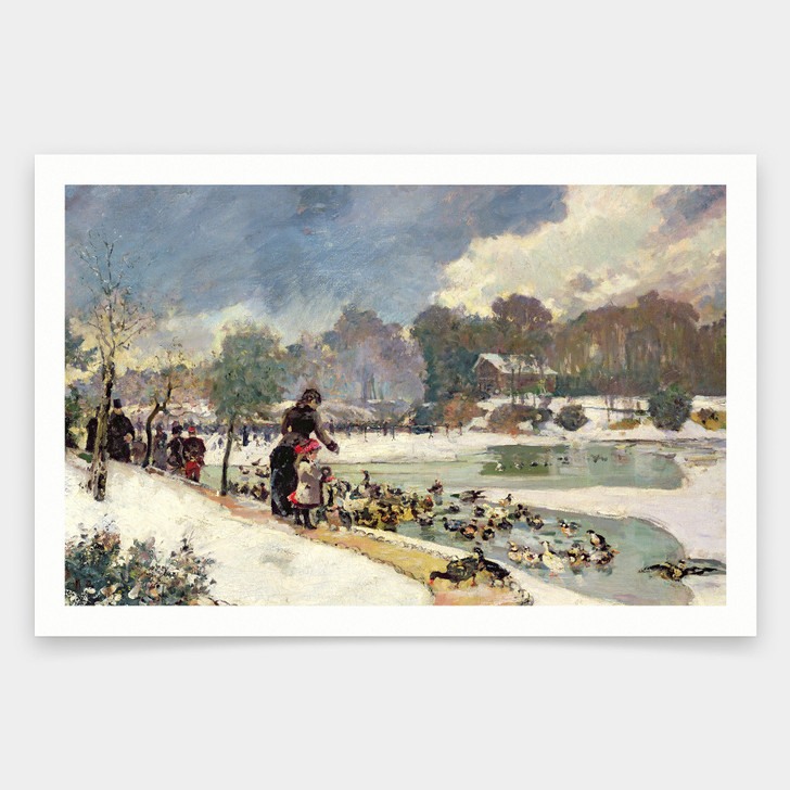 Emile Antoine Guillier,Ducks in the Bois de Boulogne,art prints,Vintage art,canvas wall art,famous art prints,V1265