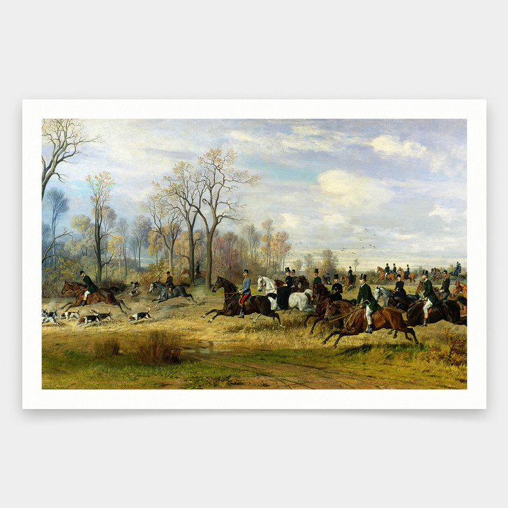 Emil Adam,Emperor Franz Joseph I of Austria Hunting to Hounds with the Countess Larisch in Silesia,art prints,Vintage art,canvas wall,V1262