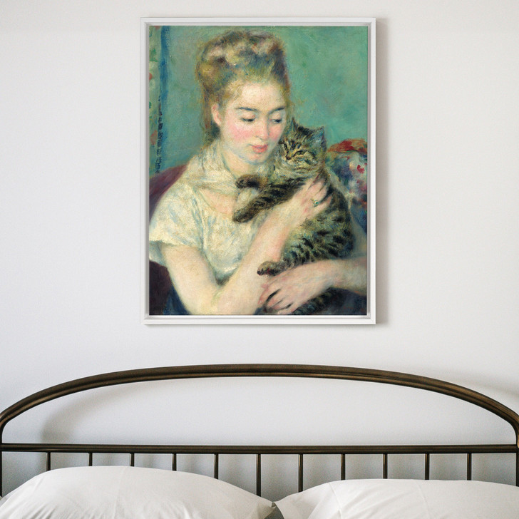 Auguste Renoir,Woman with a Cat,Woman portrait,canvas print,canvas art,canvas wall art,large wall art,framed wall art, p383