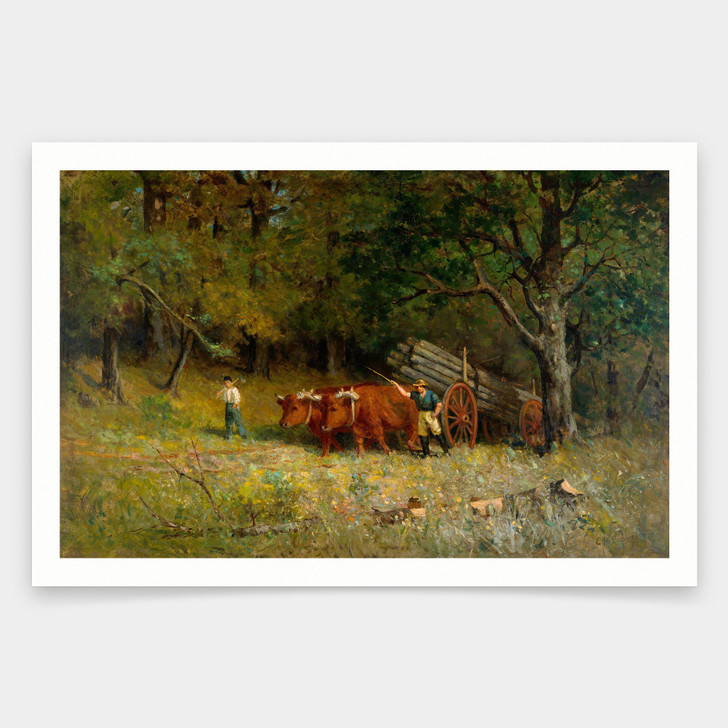 Edward Mitchell Bannister,Untitled boy and man with oxen,art prints,Vintage art,canvas wall art,famous art prints,V1239