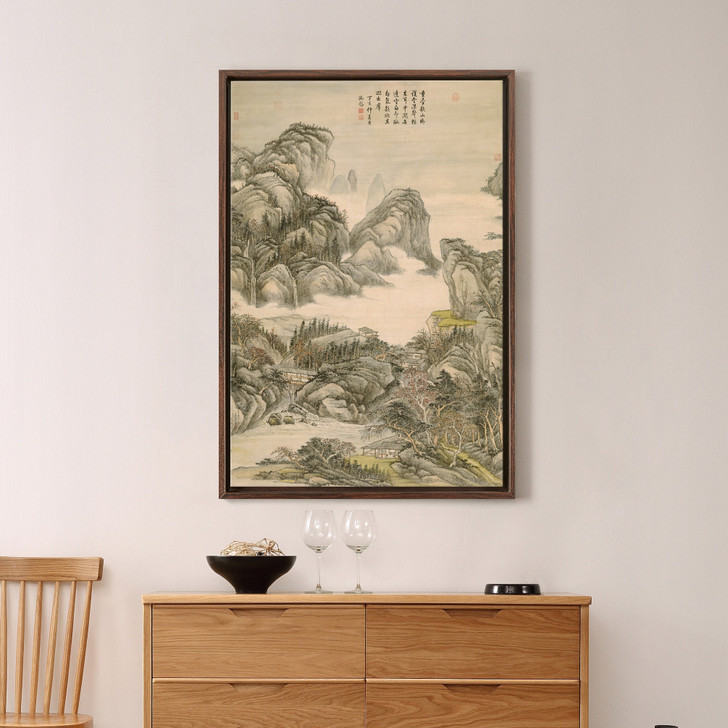 Zhang zongcang,Waterfall mountain forest house,Chinese Landscape,large wall art,framed wall art,canvas wall art,large canvas,M2954