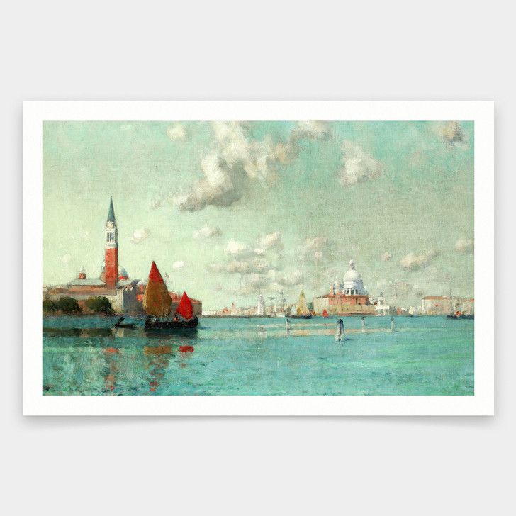Edward Aubrey Hunt,The Venetian lagoon,art prints,Vintage art,canvas wall art,famous art prints,V1223