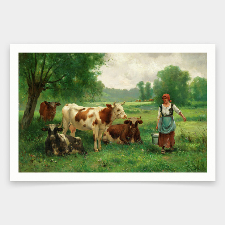 Julien Dupre,The Milkmaid,art prints,Vintage art,canvas wall art,famous art prints,V1798