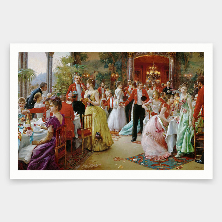 Julius LeBlanc Stewart,The Hunt Supper,Restaurant Party painting,art prints,Vintage art,canvas wall art,famous art prints,V1802