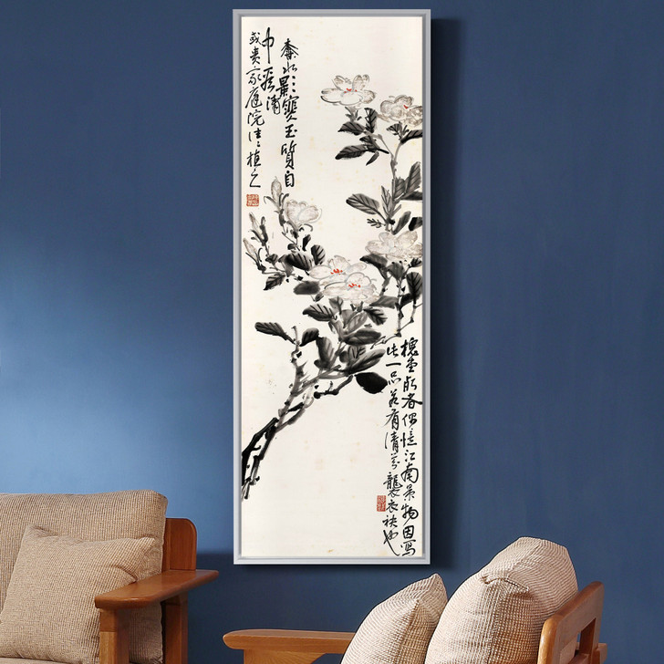 Chen Shizeng,Magnolia Flower Wall Art,Chinese Wall Art,Vertical Narrow Art,large wall art,framed wall art,canvas wall art,M354