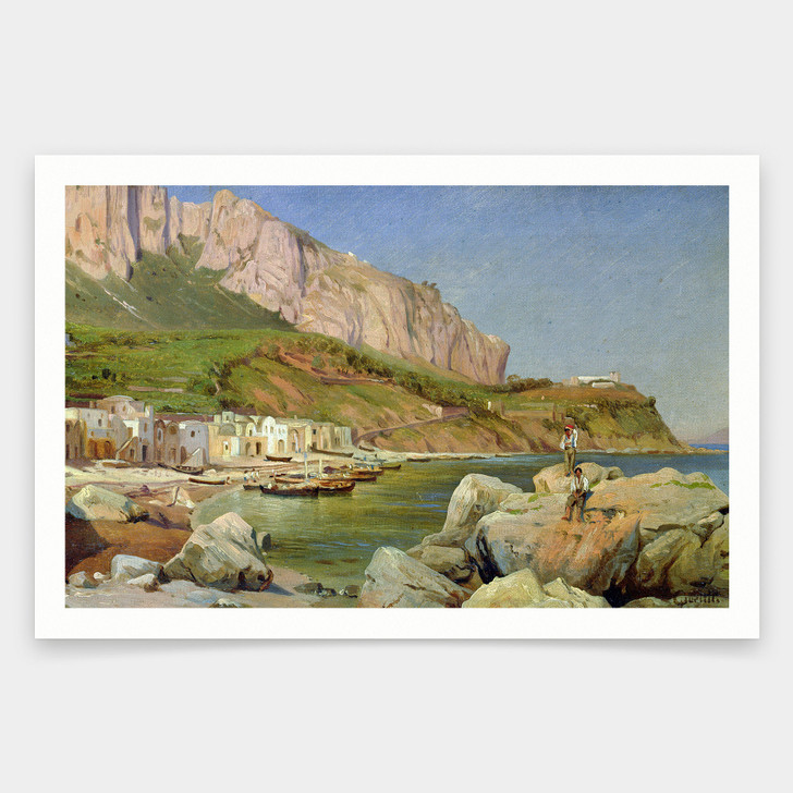 Louis Gurlitt,A Fishing Village at Capri,art prints,Vintage art,canvas wall art,famous art prints,V1834