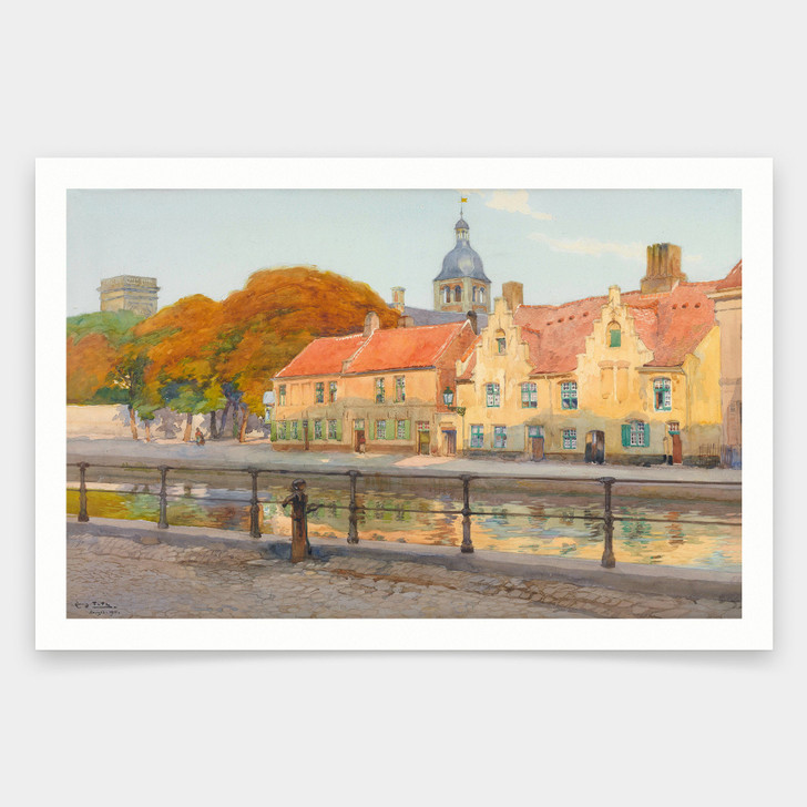 Louis Titz,Quay in Bruges,art prints,Vintage art,canvas wall art,famous art prints,V1839