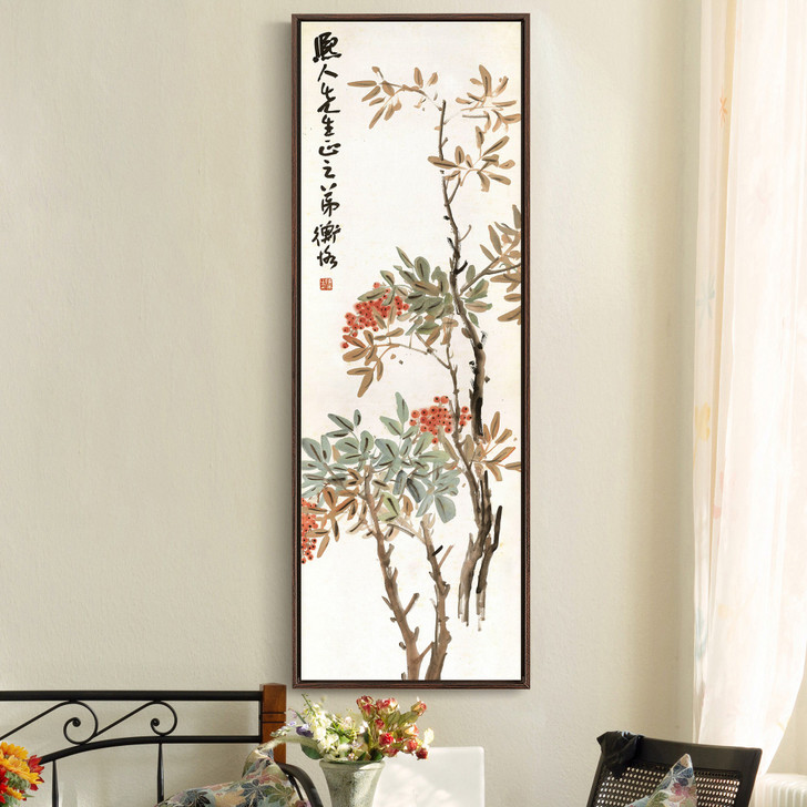 Chen Shizeng,Berry branches painting,Chinese Wall Art,Vertical Narrow Art,large wall art,framed wall art,canvas wall art,M352