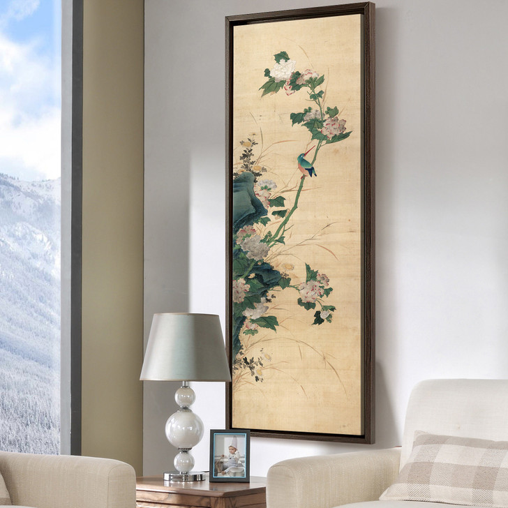 Chen Mei,Peony and Kingfisher,Chinese Birds And Flowers Paintings,Vertical Narrow Art,large wall art,framed wall art,canvas wall art,M347