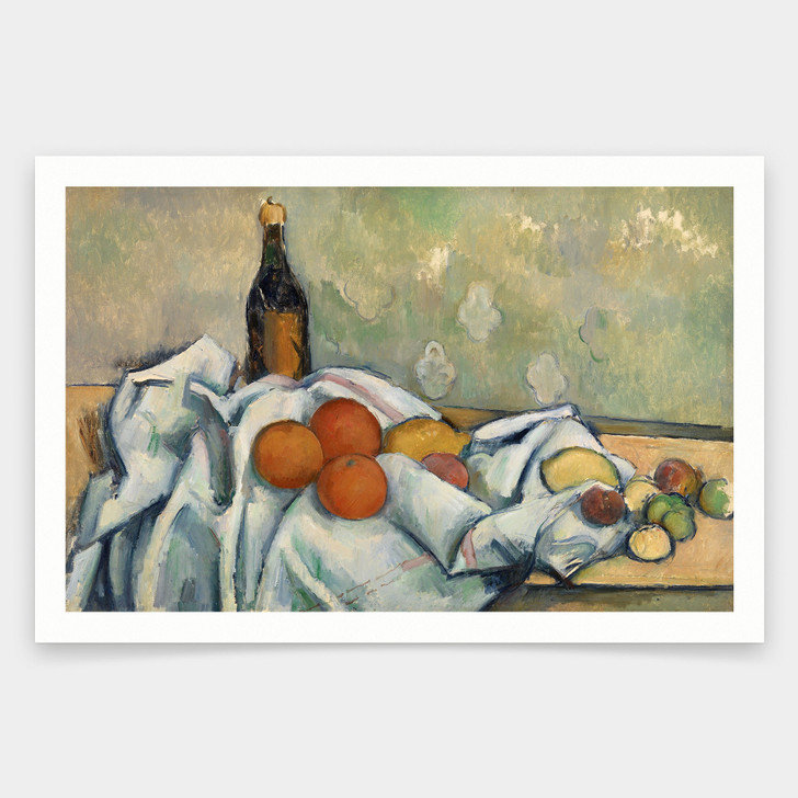 Paul Cezanne,Bottle and Fruits,art prints,Vintage art,canvas wall art,famous art prints,V1916