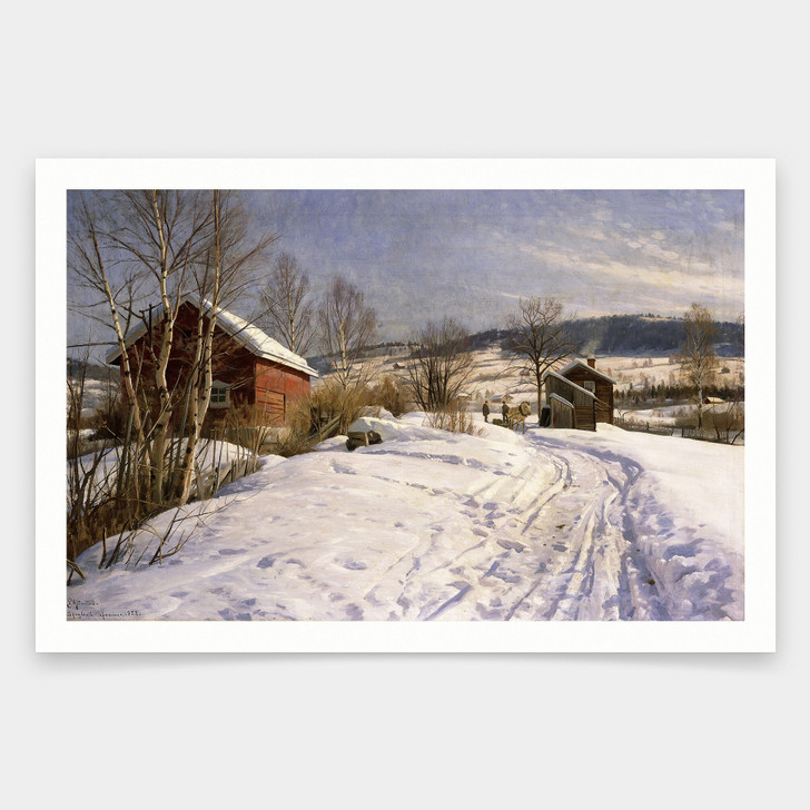 Peder Monsted,A Winter Landscape Lillehammer,art prints,Vintage art,canvas wall art,famous art prints,V1945