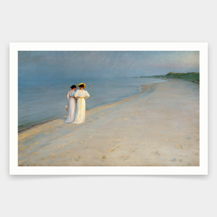 Peder Severin Kroyer,Summer Evening on Skagen's Southern Beach, 1893,art prints,Vintage art,canvas wall art,famous art prints,V1952