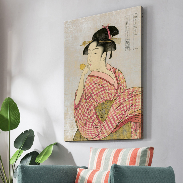 Kitagawa Utamaro,Girl Blowing a Glass Toy,japanese painting,large wall art,framed wall art,canvas wall art,large canvas,M2716