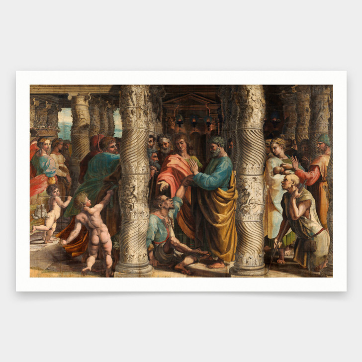 Raphael,The Healing of the Lame Man,art prints,Vintage art,canvas wall art,famous art prints,V1985