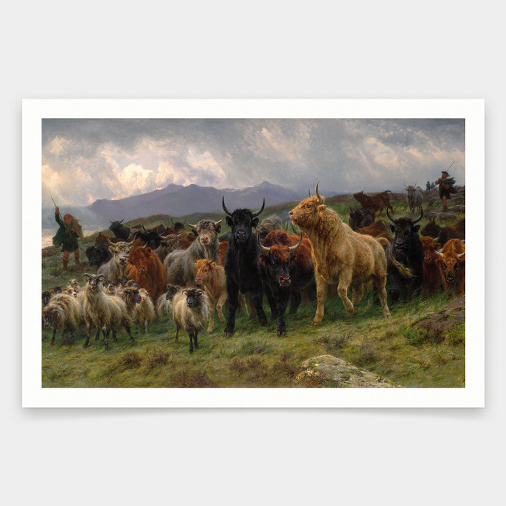 Rosa Bonheur,Highland Raid,art prints,Vintage art,canvas wall art,famous art prints,V2001