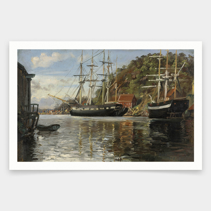 Siegwald Dahl,From the Harbour in Arendal,art prints,Vintage art,canvas wall art,famous art prints,V2010