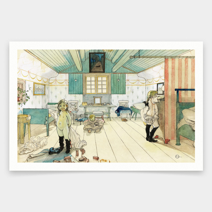 Carl Larsson, Mamma's and the Small Girl's Room, 1895,art prints,Vintage art,canvas wall art,famous art prints,V1082