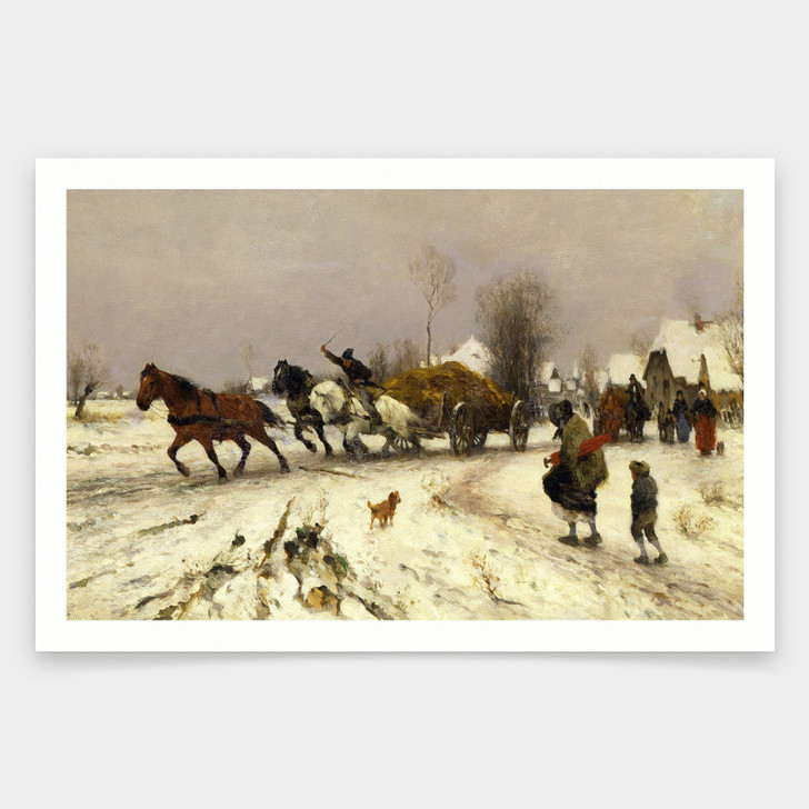 Thomas Ludwig Herbst,A Village in Winter, 1876,art prints,Vintage art,canvas wall art,famous art prints,V2049