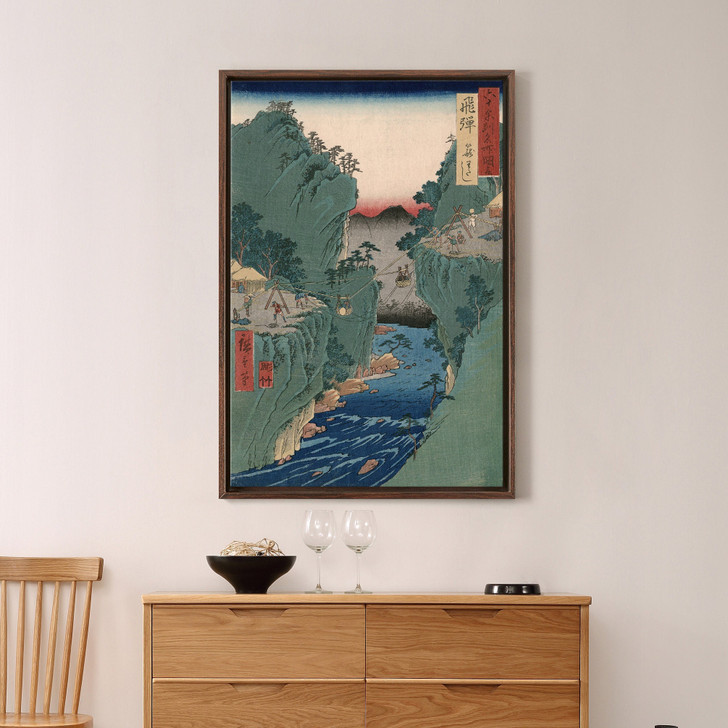 Hiroshige,Hida,kayo watashi,rope suspension bridge,japanese painting,large wall art,framed wall art,canvas wall art,large canvas,M2529