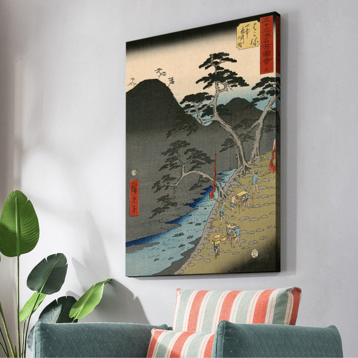 Hiroshige,Hakone,Porter overshoots steep pass,japanese painting,large wall art,framed wall art,canvas wall art,large canvas,M2527