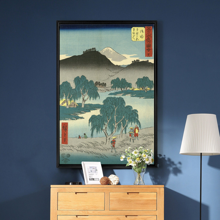 Hiroshige,Goyu,They are fishing with their two children,japanese painting,large wall art,framed wall art,canvas wall art,large canvas,M2524