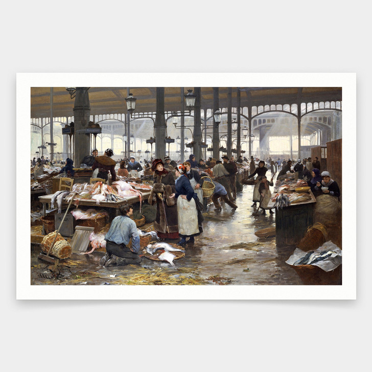 Victor Gabriel Gilbert,The Fish Hall at the Central Market ,art prints,Vintage art,canvas wall art,famous art prints,V2078