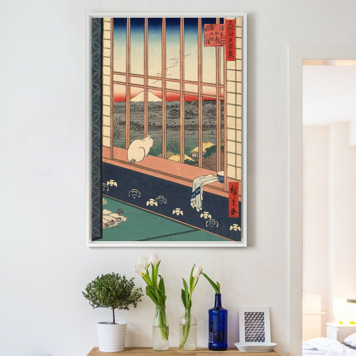 Hiroshige,Asakusa tanbo torinomachi mode,The Cat at the Window,japanese painting,large wall art,framed wall art,canvas wall art,large,M2509