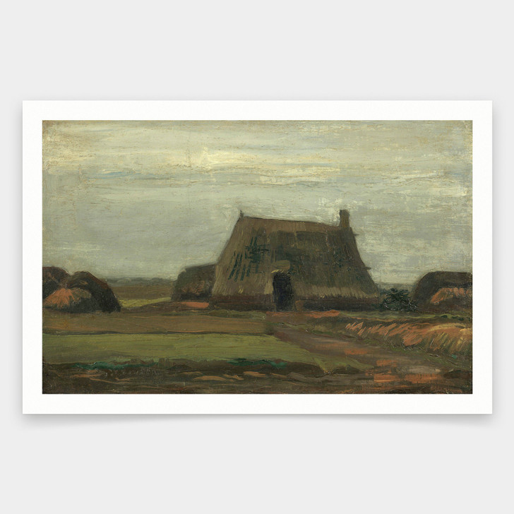 Vincent van Gogh,Farm with Stacks of Peat,art prints,Vintage art,canvas wall art,famous art prints,V2084
