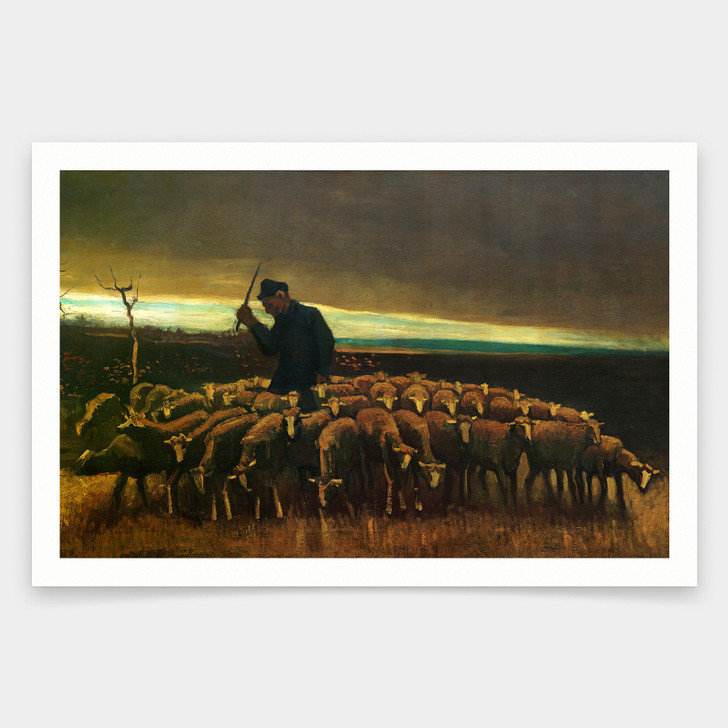 Vincent van Gogh,Shepherd with a Flock of Sheep,art prints,Vintage art,canvas wall art,famous art prints,V2086