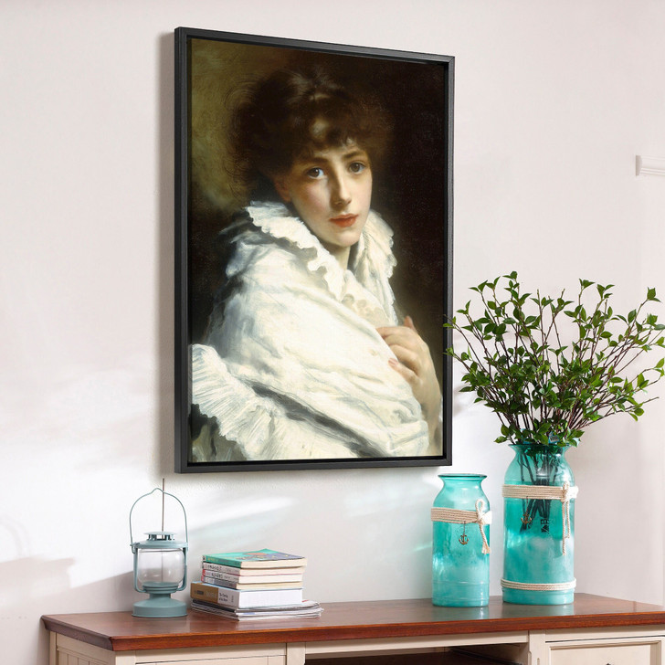 Gustave Jacquet,Portrait of a Young Girl in White,large wall art,framed wall art,canvas wall art,large canvas,M2478