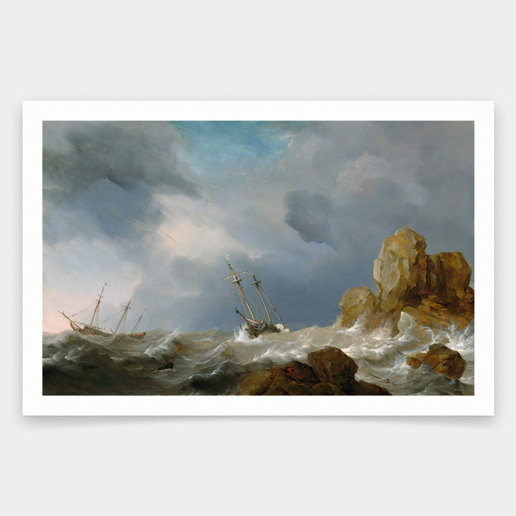 Willem van de Velde the Younger,Ships in a Gale,art prints,Vintage art,canvas wall art,famous art prints,V2102