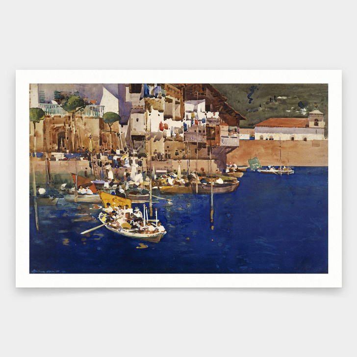 Arthur Melville,A Mediterranean Port,art prints,Vintage art,canvas wall art,famous art prints,V1018
