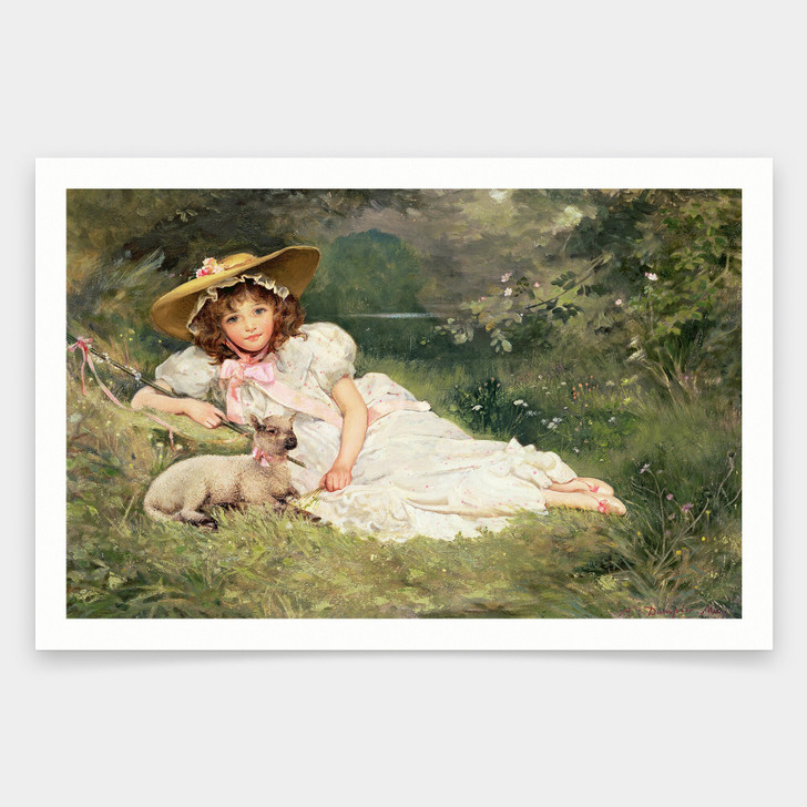 Arthur Dampier May,The Little Shepherdess,art prints,Vintage art,canvas wall art,famous art prints,V1013