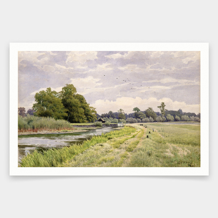 William Fraser Garden,On the River Ouse Hemingford Grey,art prints,Vintage art,canvas wall art,famous art prints,V2109