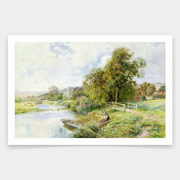 Arthur Claude Strachan,The Young Angler,art prints,Vintage art,canvas wall art,famous art prints,V1012