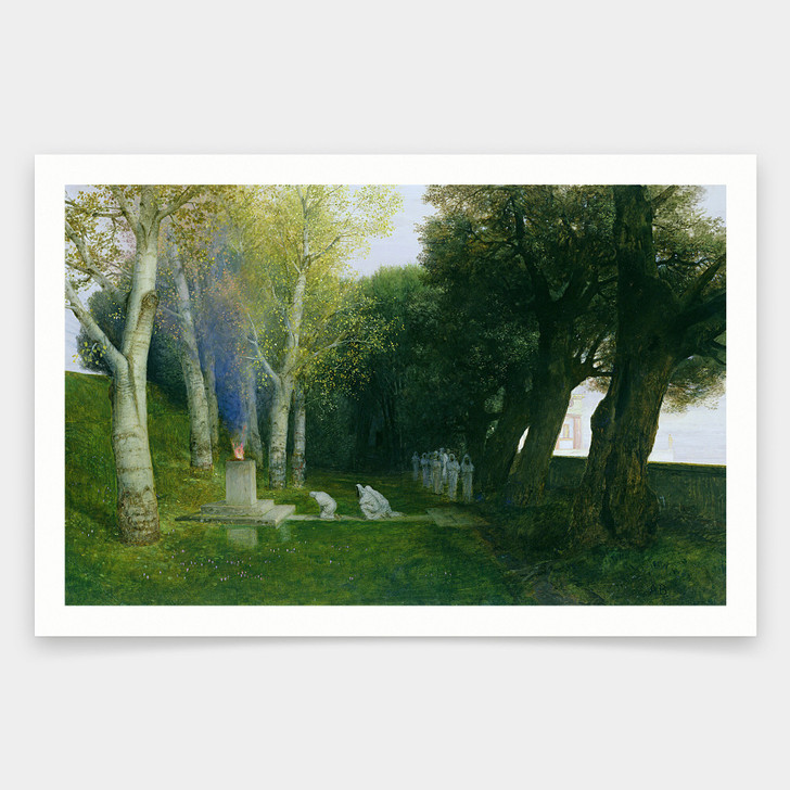 Arnold Bocklin,Sacred Grove, 1886 Oil On Panel Photograph,art prints,Vintage art,canvas wall art,famous art prints,V998