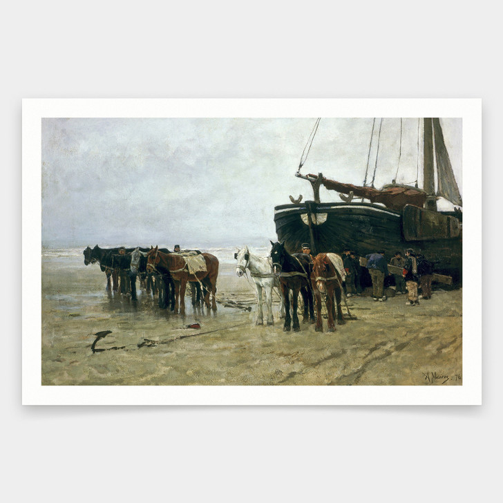 Anton Mauve,Boat on the Beach at Scheveningen,art prints,Vintage art,canvas wall art,famous art prints,V988