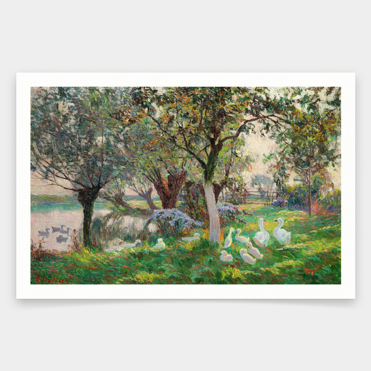 Anna De Weert,Ducklings in an Orchard,art prints,Vintage art,canvas wall art,famous art prints,V987