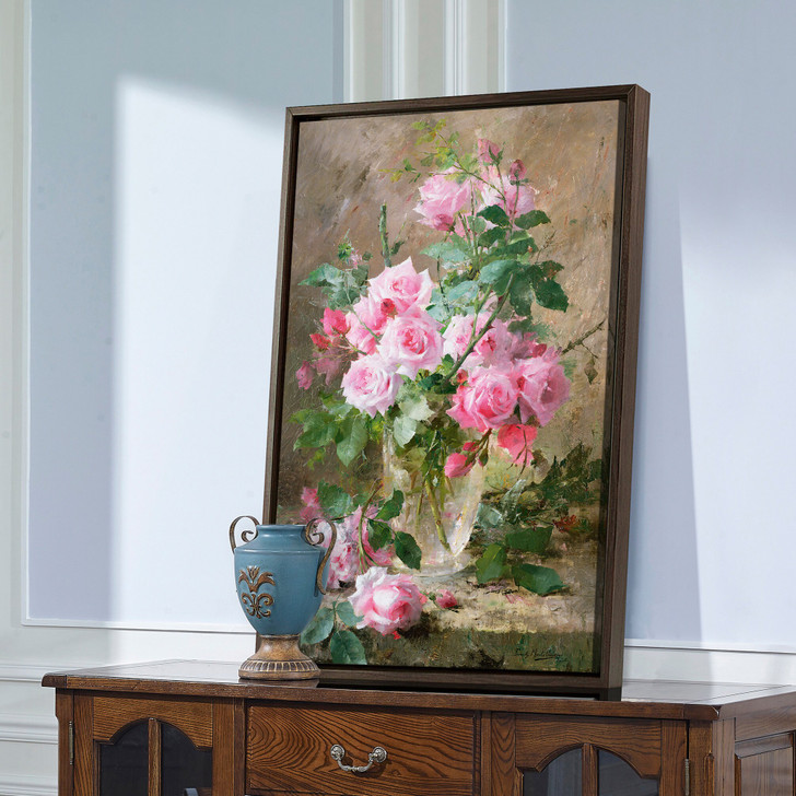 Frans Mortelmans,Still life of roses in a glass vase,large wall art,framed wall art,canvas wall art,large canvas, M2409