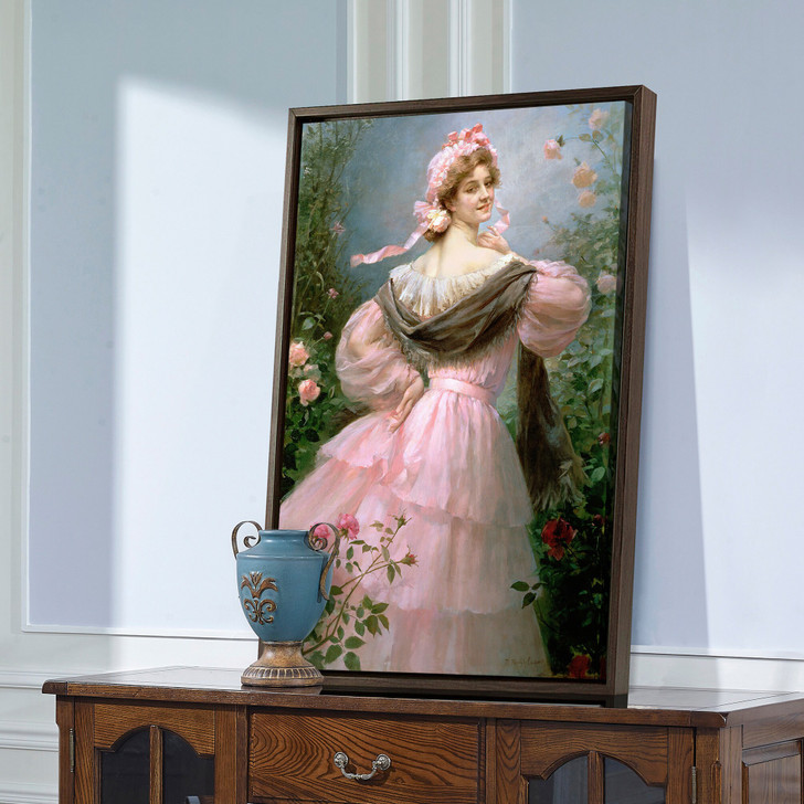 Felix Hippolyte-Lucas,Elegant Woman In A Rose Garden,large wall art,framed wall art,canvas wall art,large canvas,M2391