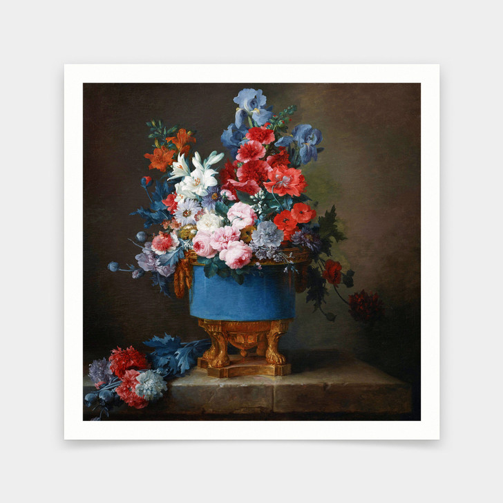 Anne Vallayer-Coster ,Bouquet of Flowers in a Blue Porcelain Vase,art prints,Vintage art,canvas wall art,famous art prints,q2602