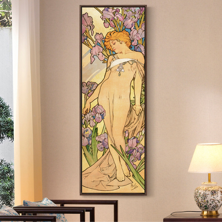 Alphonse Mucha,The Flowers, Iris,Vertical Narrow Art,Large Wall Art,Framed Wall Art,Canvas Wall Art,M323