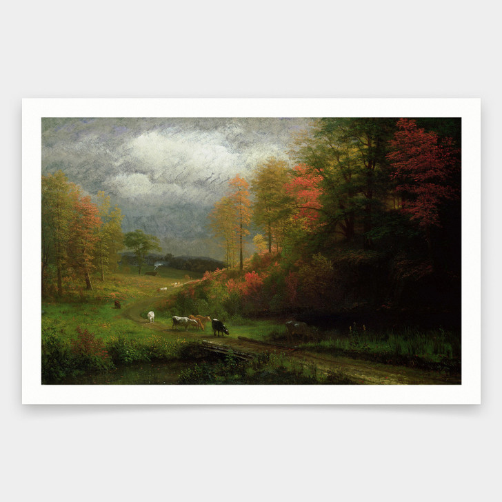 Albert Bierstadt ,Rainy Day in Autumn,art prints,Vintage art,canvas wall art,famous art prints,V926