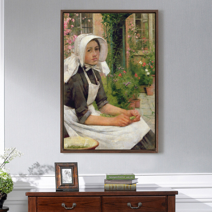 Albert Chevallier Tayler,Girl Shelling Peas,large wall art,framed wall art,canvas wall art,large canvas,M2189