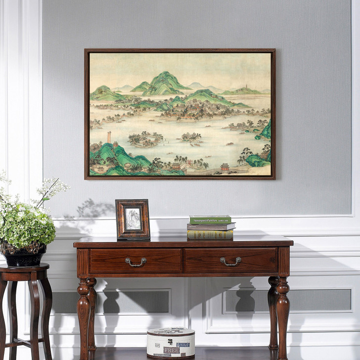 Zhang Ruoai,Panorama Of West Lake Picture,Chinese Mountain Art,large wall art,framed wall art,canvas wall art,large canvas,M2184