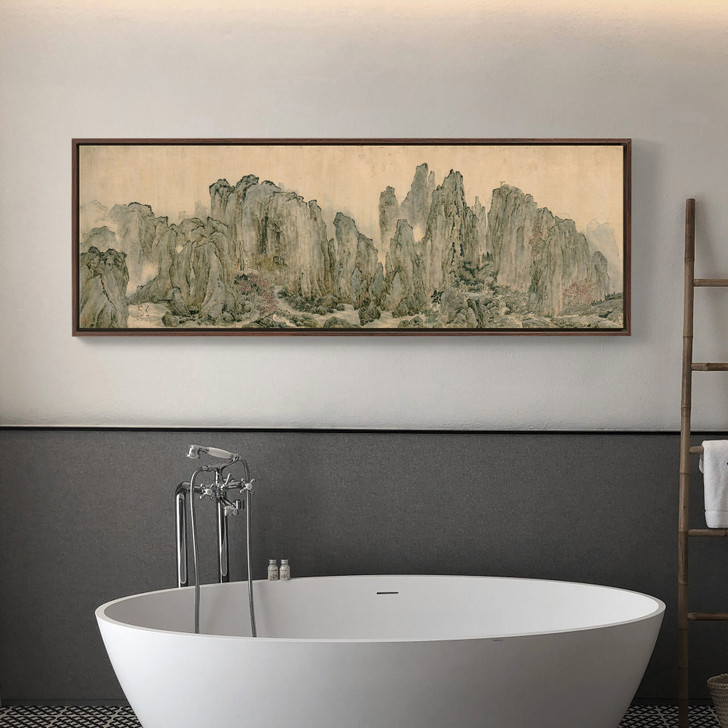 Ye Cheng,Stone mountain scenery i,Chinese Landscape,Above Bed Decor,Narrow Horizontal Wall Art,large wall art,framed wall art,canvas,M296