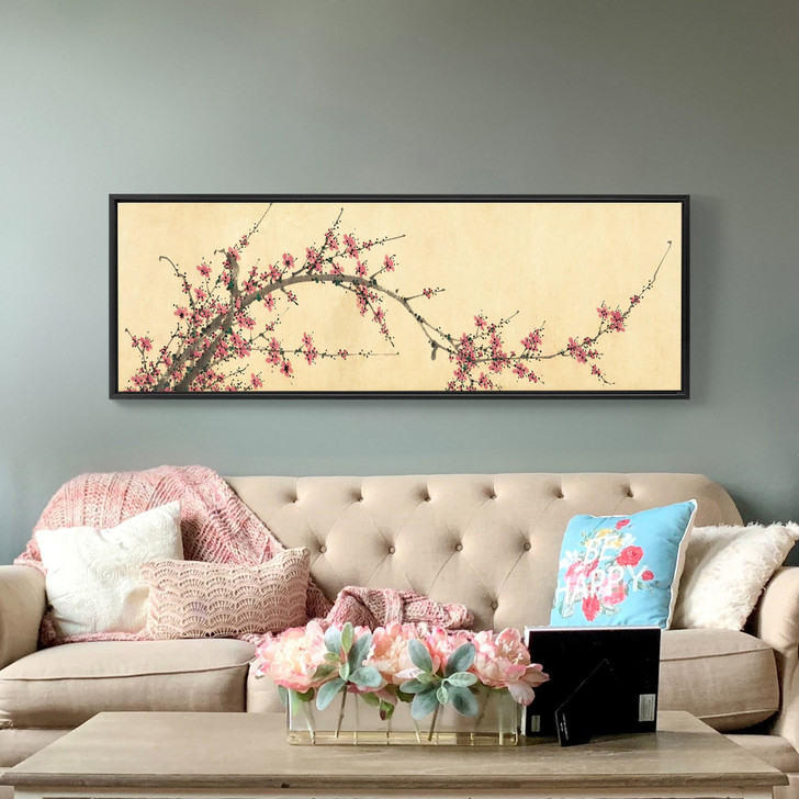 Xuan Yuan,Red plum blossom i,Chinese Flower Painting,Above Bed Decor,Narrow Horizontal Wall Art,large wall art,framed wall art,canvas,M290